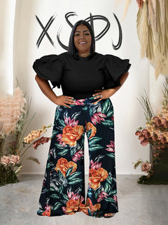 Loose Fit 2 piece Matching Set Flare Sleeve Blouse