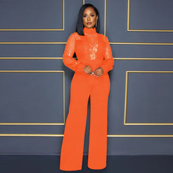 Lace long sleeve elegant jumpsuit
