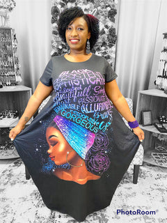 Women Afro Print Bubble Dress-