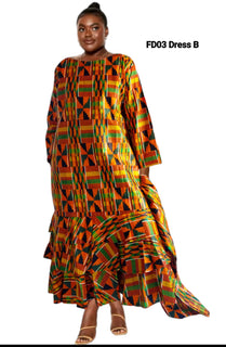 SITMDSB Women Long Traditional Kente Dress
