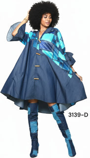 Denim Shirt Dress with Ankara African Print