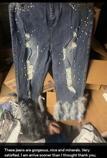 SITMDSB Feather High Waist Denim Jeans