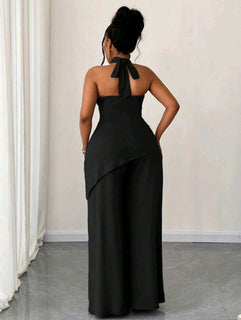 Wide leg 2 pc Halter top pants set