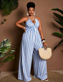 Womens Stripe Jumpsuit