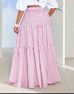 Stripe Maxi Long Skirt