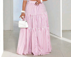 Stripe Maxi Long Skirt