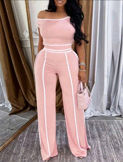 Asymmetrical 2 piece Wide-leg Pants Set