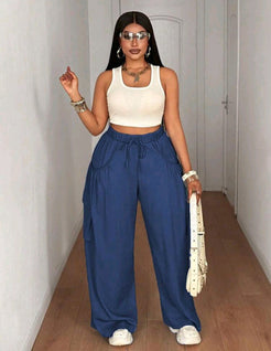 Multi-Pocket Loose Wide Leg pants