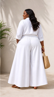 Women Palazzo Pant - White D50