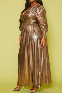 Plus Bronze Flare Maxi Dress