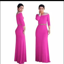 Elegant solid color off shoulder Maxi Dress