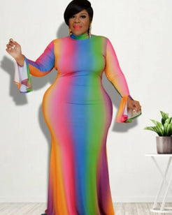 Plus Rainbow Gradient Pack Hip Dress