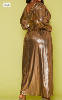 Plus Bronze Flare Maxi Dress