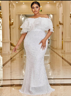 White Sequin Formal Dress