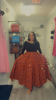 African Orange Maxi Skirt